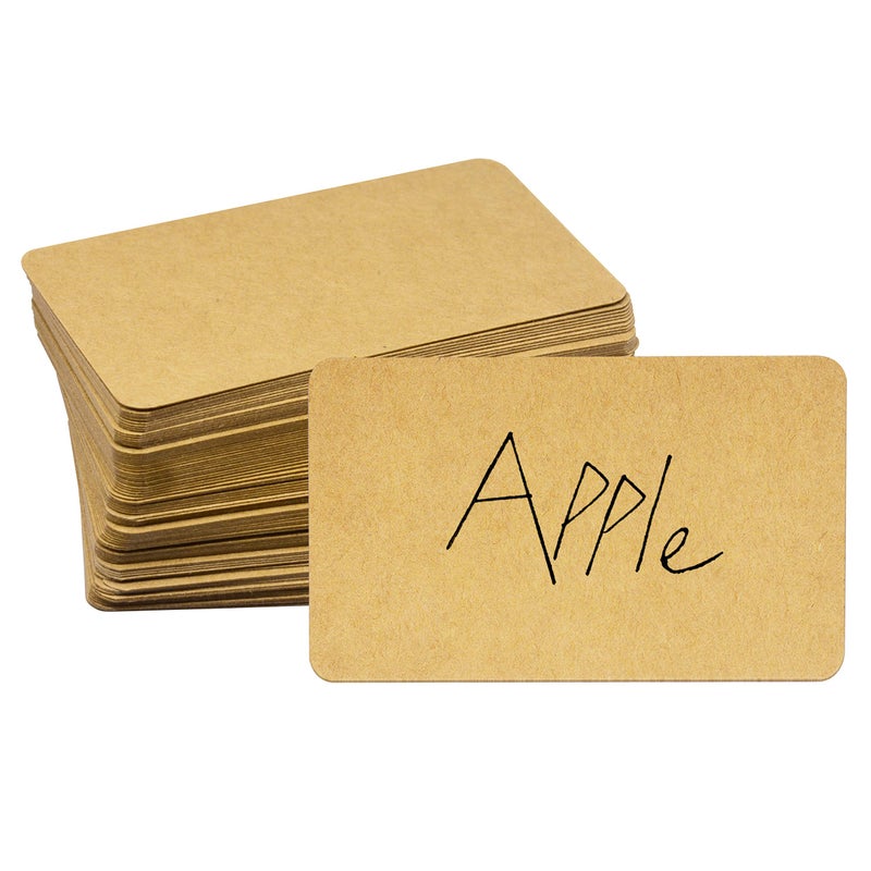 Vantasii 250 PCs Original Wood Color Blank Kraft Paper Round Corner Flash Word Message Gift DIY Index Card (3.5â€ X 2.1â€) - Image 3